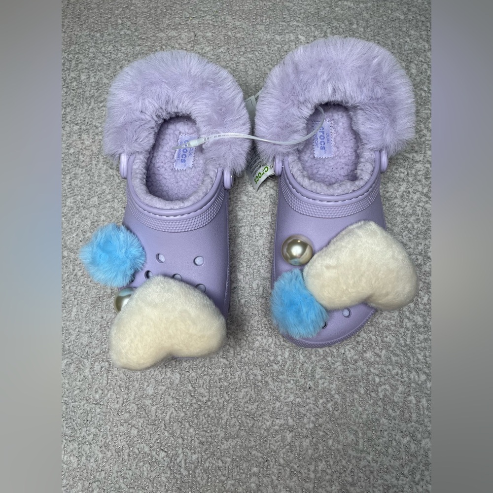 NWT Crocs Classic Platform Lined Charm Clog Lavender Purple Women’s Size 6 - Picture 6 of 17